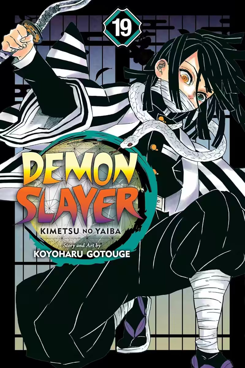 Demon Slayer vol. 19 forside med Obanai Iguro.